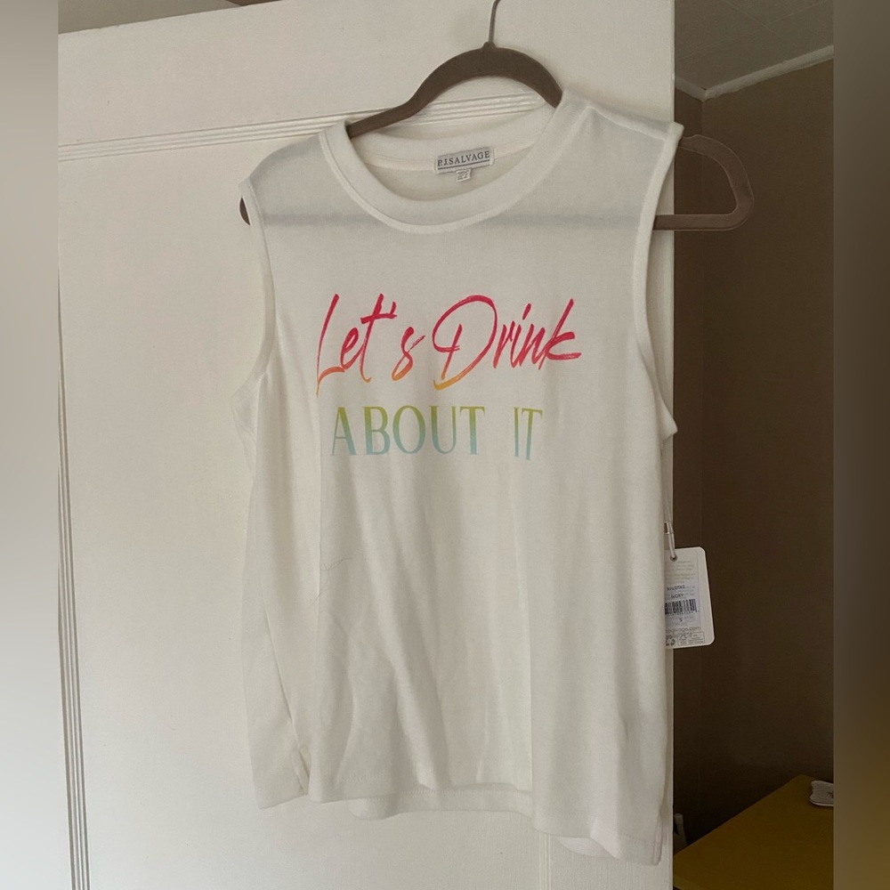 “Let’s Drink About It” tank, brand new.